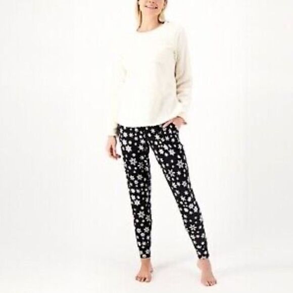 Cuddl Duds Cozy Sherpa and Jersey Pajama Set - Picture 1 of 3